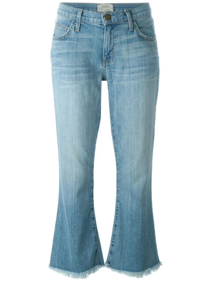 Current/elliott Loose Fit Cropped Flared Jeans, Women's, Size: 27, Blue, Cotton/polyester/spandex/elastane