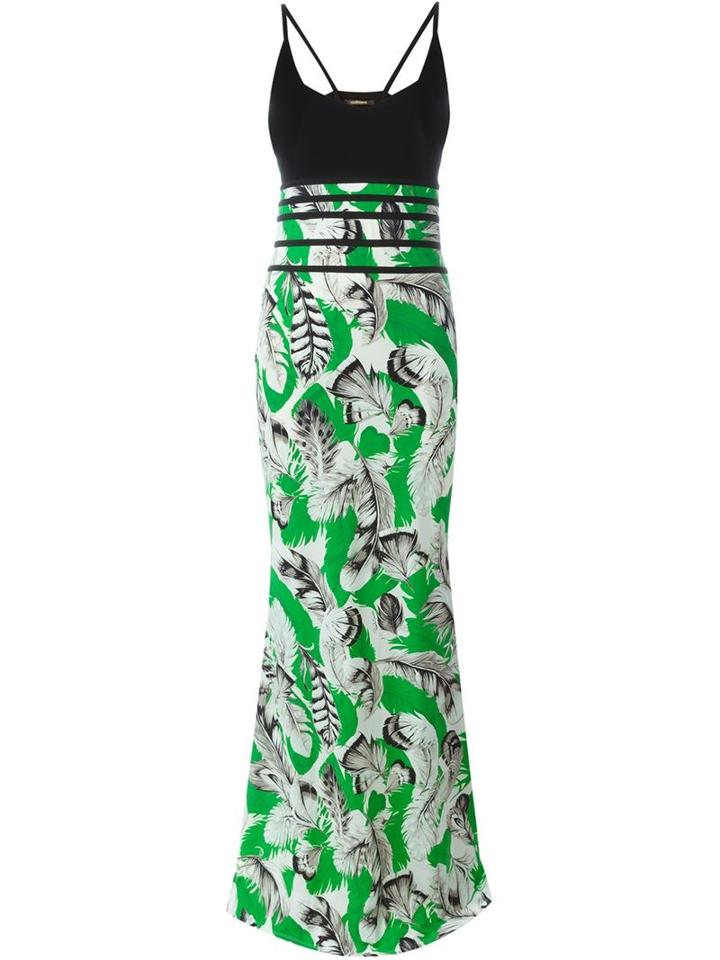 Roberto Cavalli Fitted Feather Print Dress