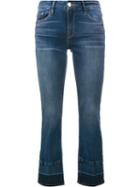 Frame Denim Cropped Contrast-hem Jeans, Women's, Size: 30, Blue, Cotton/spandex/elastane/polyester