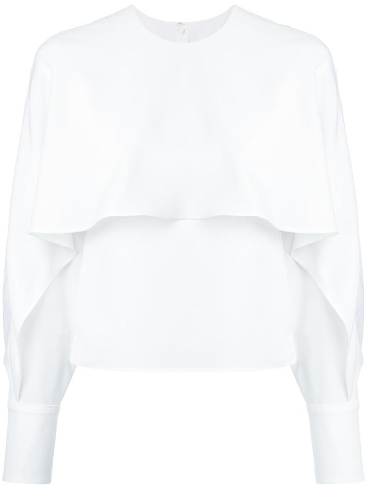 Le Ciel Bleu - Cape Motif Top - Women - Polyester - 36, White, Polyester
