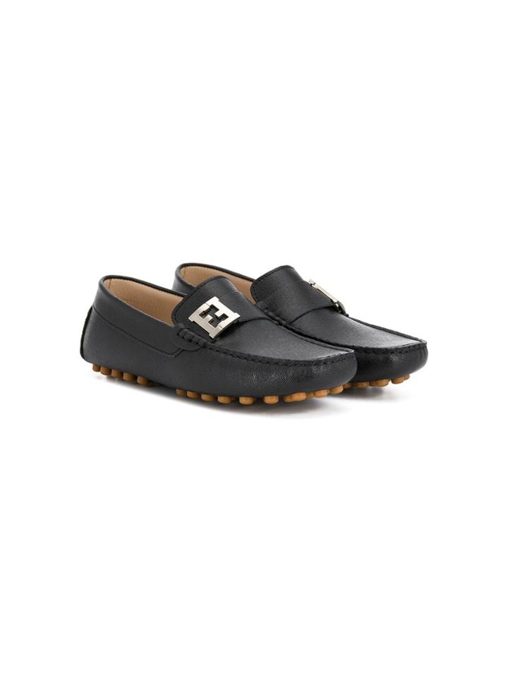 Fendi Kids Teen Logo Loafers - Black