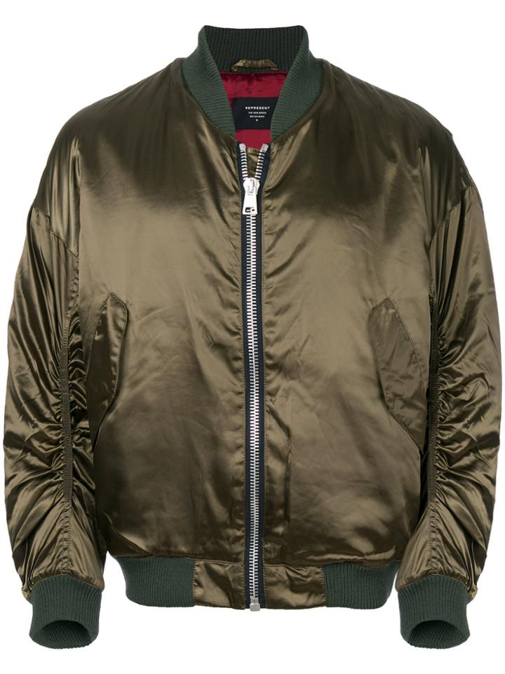 Represent Shiny Bomber Jacket - Green
