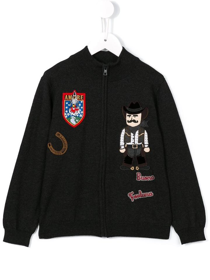 Dolce & Gabbana Kids Cowboy Patch Zip Cardigan