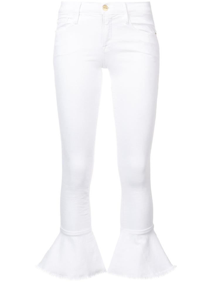 Frame Denim Flared Cuff Skinny Jeans - White