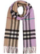Burberry Long Reversible Check Double-faced Cashmere Scarf - Pink