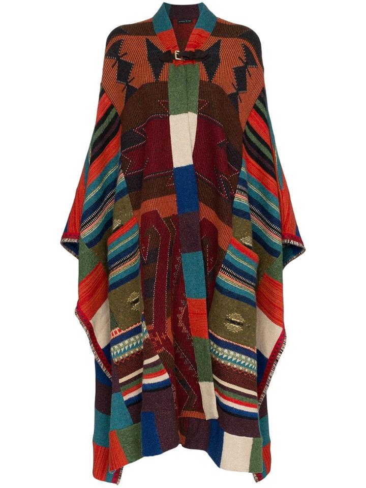 Etro Leather Buckle Knitted Wool Mohair Cashmere-blend Cape -