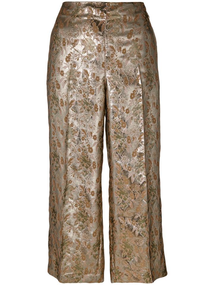 Twin-set Cropped Embossed Trousers - Metallic