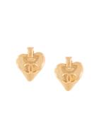 Chanel Pre-owned 1993 Cc Heart Clip-on Earrings - Gold