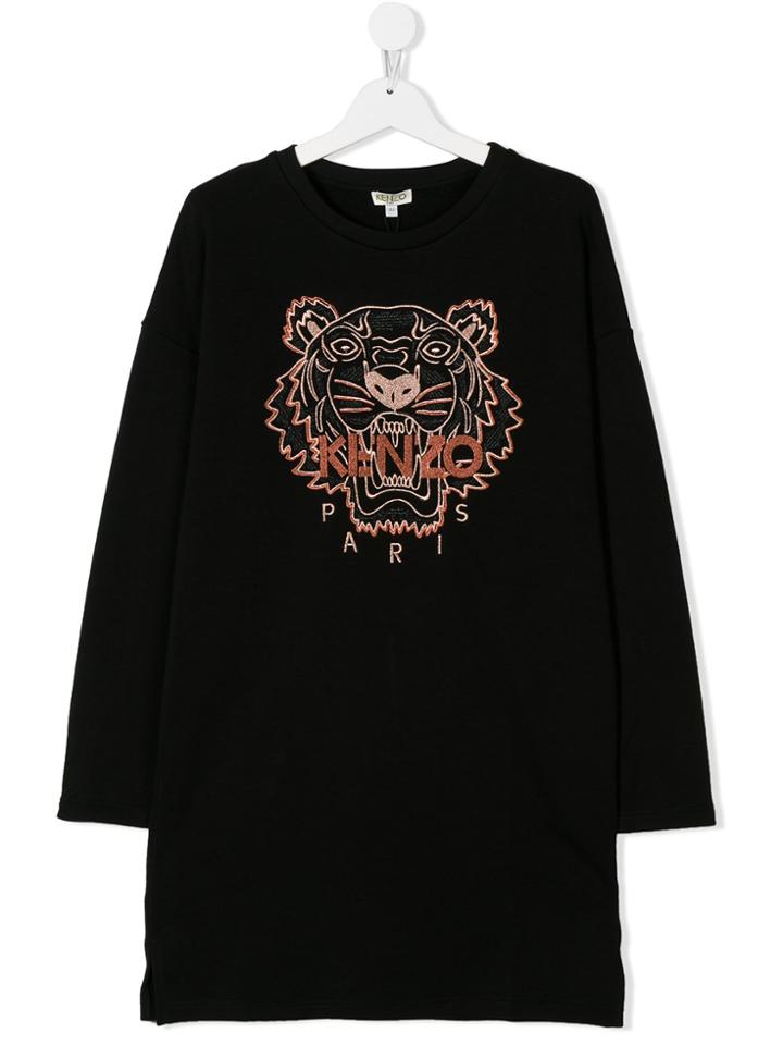 Kenzo Kids Teen Tiger Embroidered T-shirt - Black