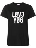 Red Valentino Love You Print T-shirt - Black