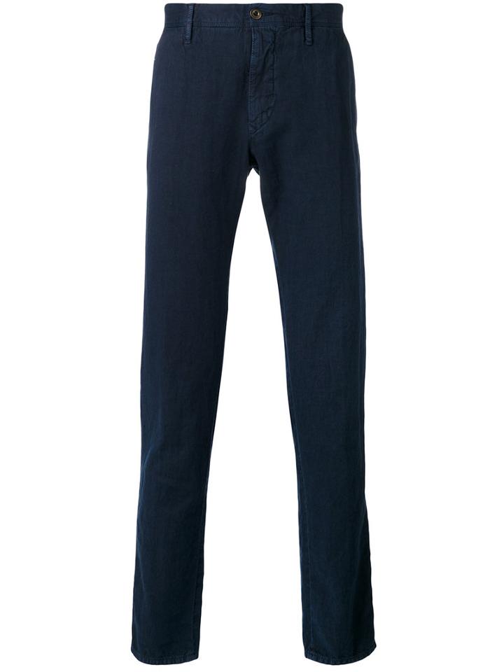 Incotex - Slim Fit Trousers - Men - Cotton/linen/flax - 32, Blue, Cotton/linen/flax