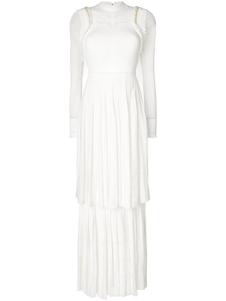 Roberto Cavalli Long Pleat Knit Dress - White