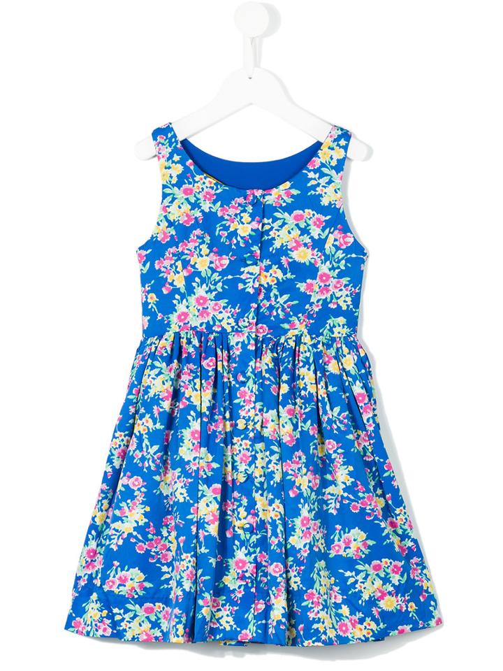 Ralph Lauren Kids - Floral Print Dress - Kids - Polyester - 10 Yrs, Blue
