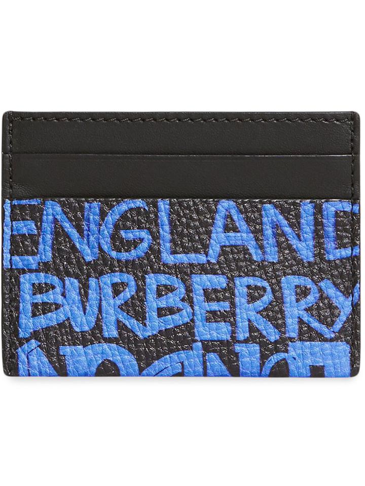 Burberry Graffiti Print Leather Card Case - Black