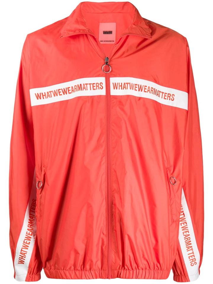 Wwwm Logo Embroidered Lightweight Jacket - Orange