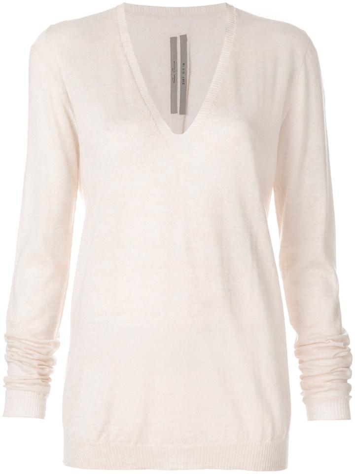 Rick Owens V-neck Sweater - Nude & Neutrals