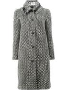 Lanvin - Tweed Style Buckle Detail Collar Coat - Women - Calf Leather/polyamide/acetate/alpaca - 38, Black, Calf Leather/polyamide/acetate/alpaca
