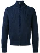 Maison Margiela Ribbed Zip-up Cardigan - Blue