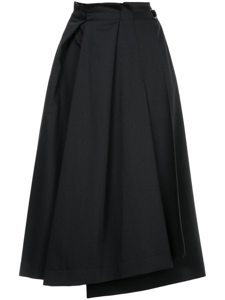 Jil Sander Navy Pleated A-line Skirt - Blue