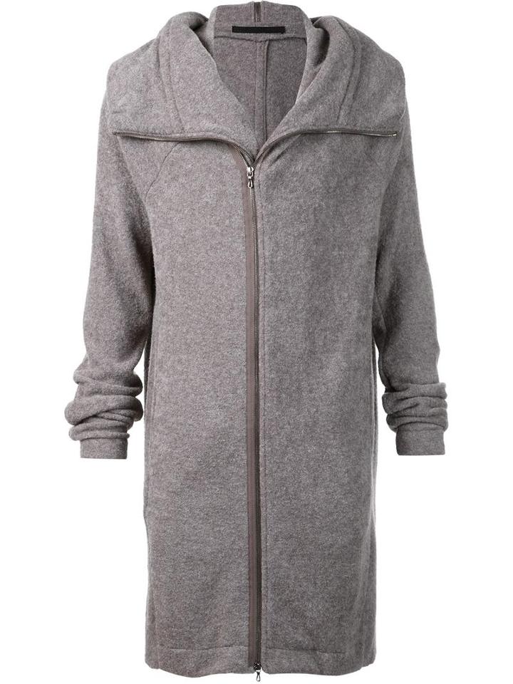 Julius Asymmetric Zip Hooded Jumper, Men's, Size: 3, Grey, Acrylic/nylon/wool/alpaca