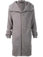Julius Asymmetric Zip Hooded Jumper, Men's, Size: 3, Grey, Acrylic/nylon/wool/alpaca