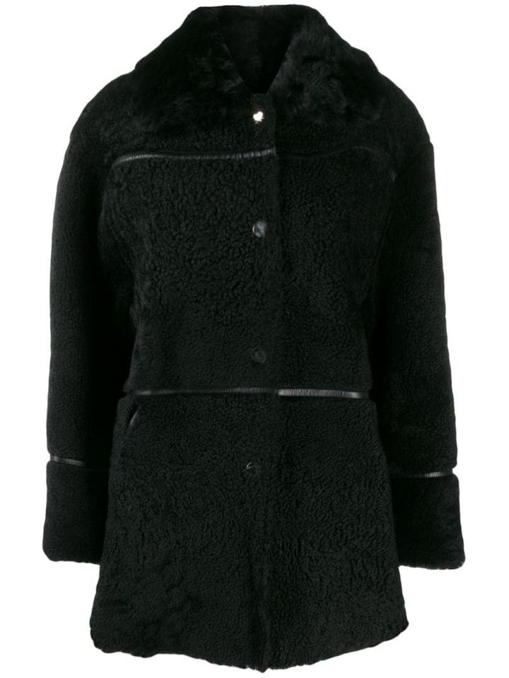 Yves Salomon Meteo Curly Shearling Coat - Black