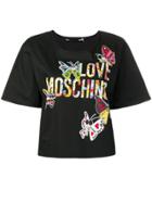 Love Moschino Printed Cropped Top - Black