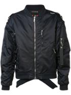 Icosae Cut-out Shoulders Bomber Jacket, Men's, Size: Small, Blue, Cupro/nylon