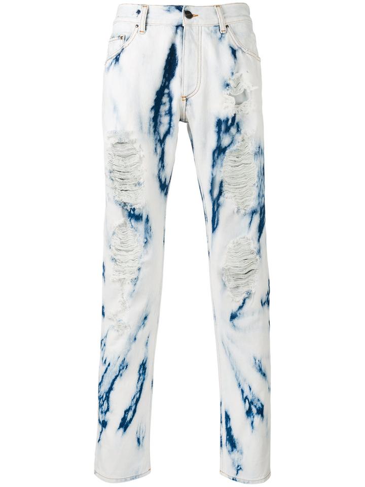 Palm Angels Tie Dye Skinny Jeans, Men's, Size: 33, Blue, Cotton