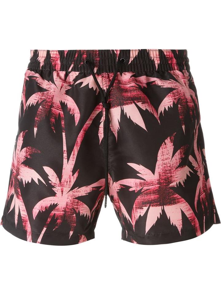 Paul Smith Palm Print Swim Shorts, Men's, Size: M, Pink/purple, Polyester/recycled Polyester