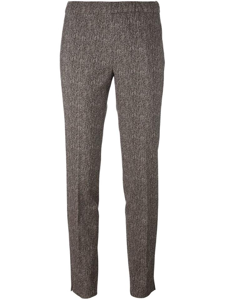Incotex Herringbone Straight-leg Trousers, Women's, Size: 42, Nude/neutrals, Cotton/polyester/viscose/spandex/elastane