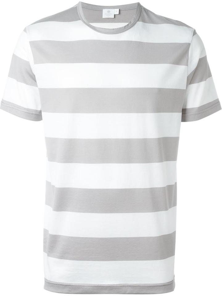 Sunspel Striped T-shirt, Men's, Size: M, White, Cotton