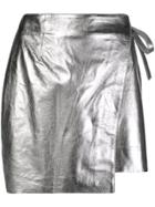Laneus Metallic-effect Wrap-front Skirt - Silver