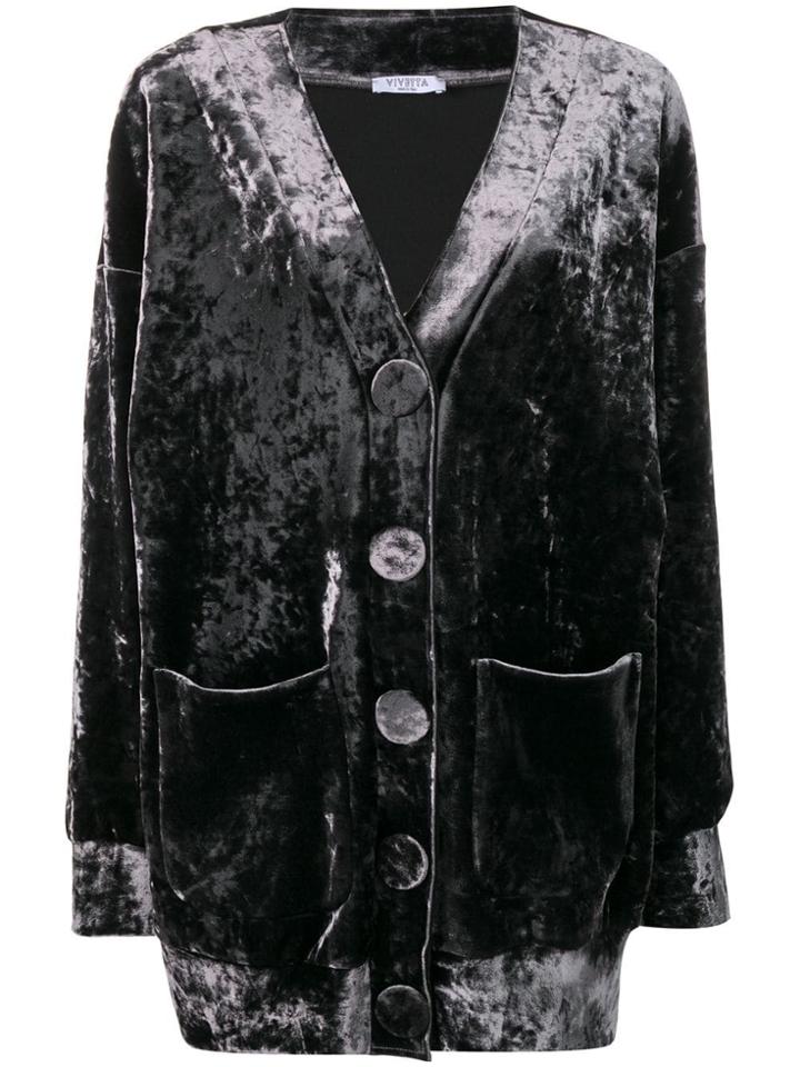 Vivetta Oversized Velvet Cardigan - Black
