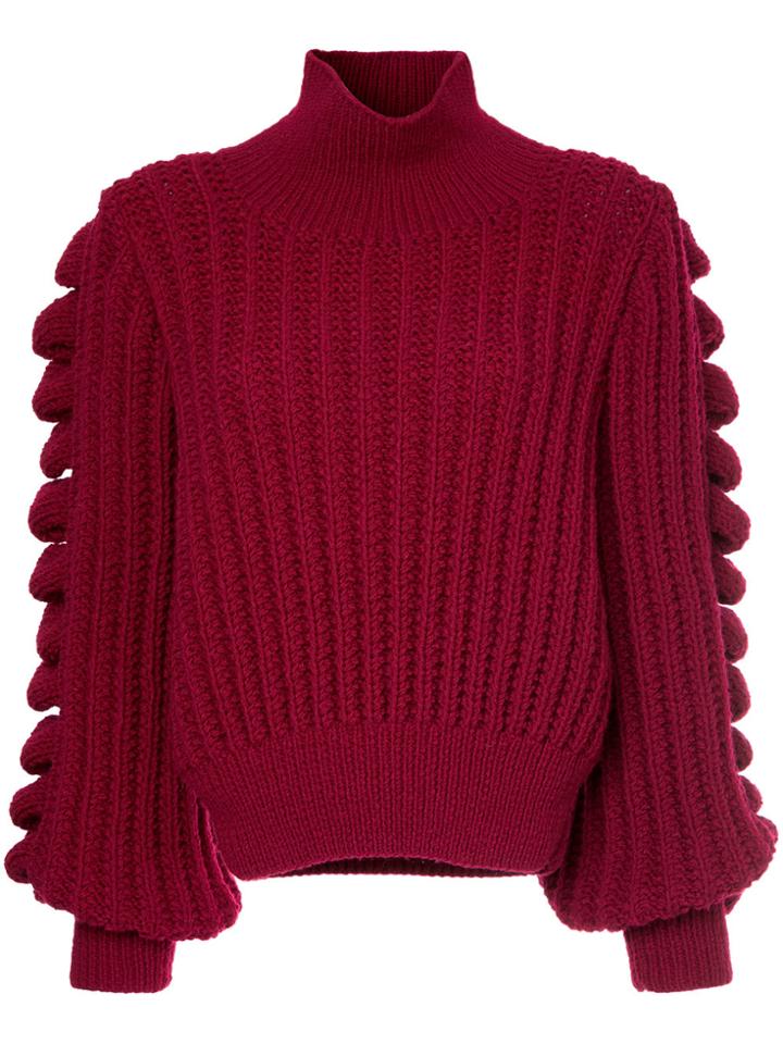 Liya Hand Knitted Turtleneck Jumper - Red