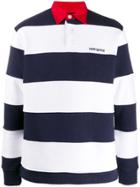 Noon Goons Striped Long Sleeve Polo Shirt - White
