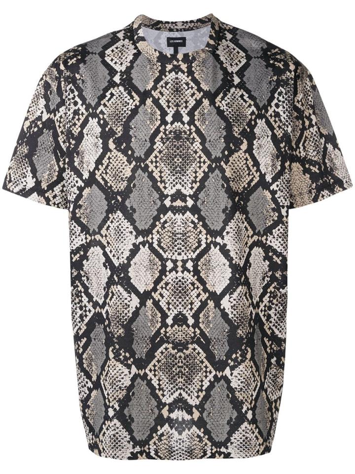 Les Hommes Snake-print T-shirt - Black