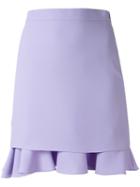 Carven - Ruffle Hem Skirt - Women - Polyester - 38, Pink/purple, Polyester