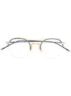 Thom Browne Eyewear Navy Enamel & 18k Gold Optical Glasses - Blue