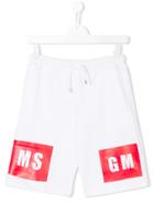 Msgm Kids Logo Patch Shorts - White