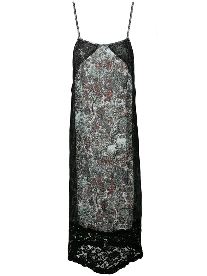I'm Isola Marras Floral Print Lace Panel Shift Dress - Black