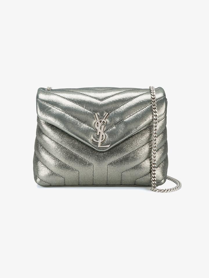 Saint Laurent Small College Shoulder Bag, Women's, Grey, Metal/leather
