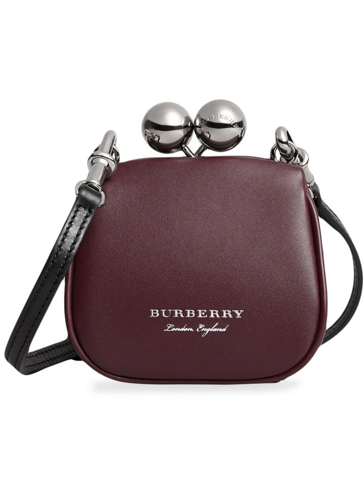 Burberry Mini Two-tone Leather Metal Frame Clutch Bag - Pink & Purple