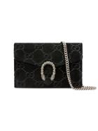 Gucci Dionysus Gg Velvet Mini Chain Wallet - Black