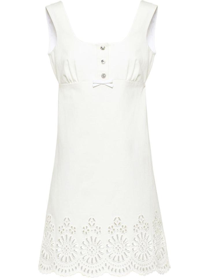 Miu Miu Embroidered Lace Motif Dress - White