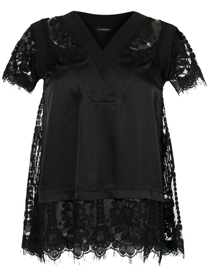 À La Garçonne Lace Detail Blouse - Black