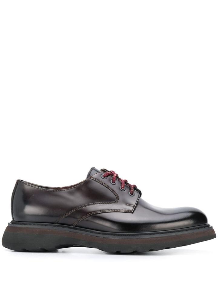 Doucal's Contrasting Lace Derby Shoes - Red