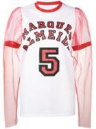 Marques'almeida - Track T-shirt With Puff Tulle Sleeves - Women - Cotton/polyamide - L, Women's, White, Cotton/polyamide