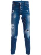 Dsquared2 'slim' Jeans, Men's, Size: 52, Blue, Cotton/spandex/elastane/polyester/leather