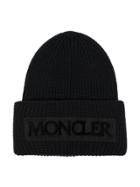 Moncler Logo Wool Beanie - Black